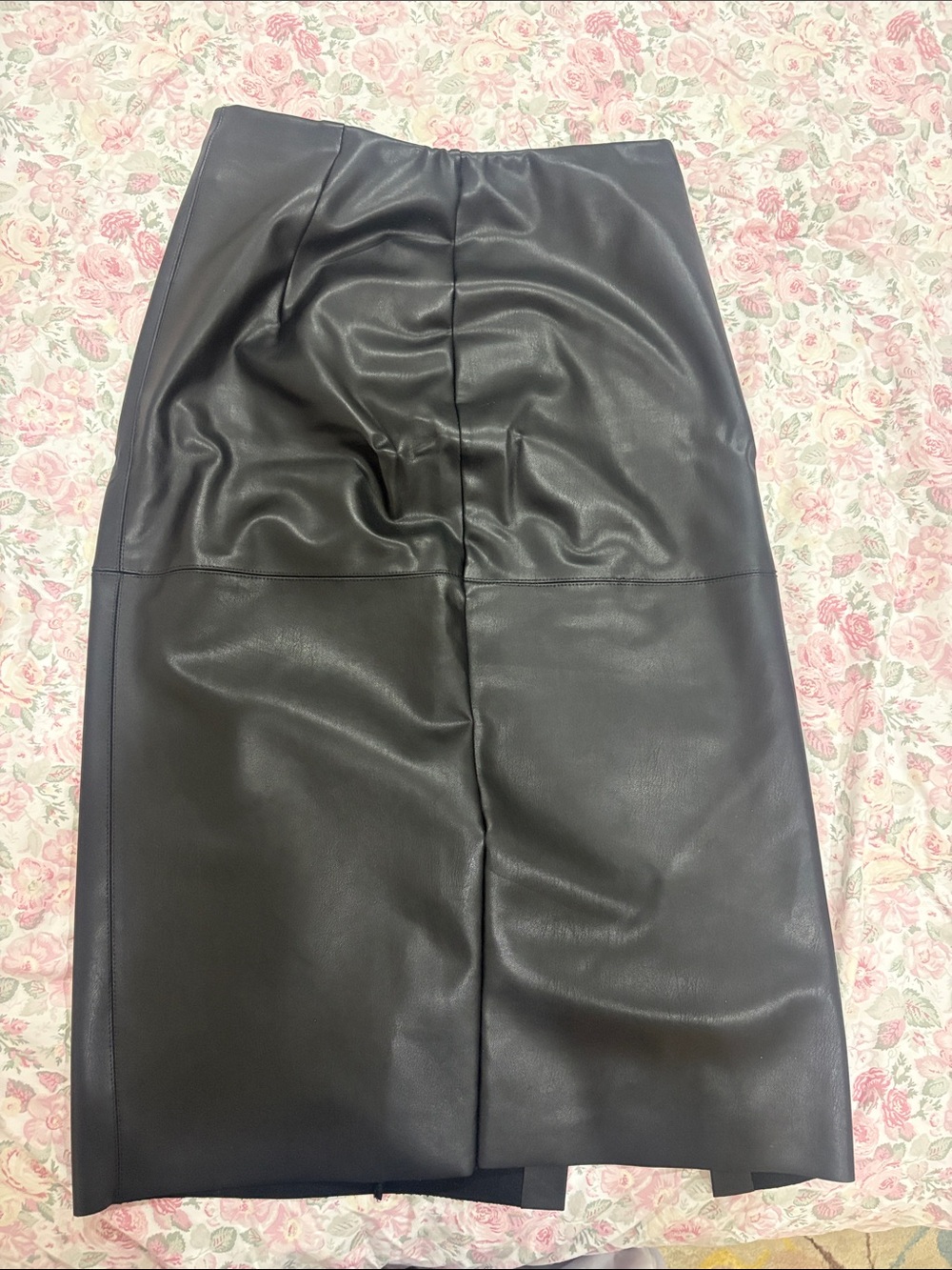 Black Faux Leather Pencil Skirt - Classic Women's Skirt